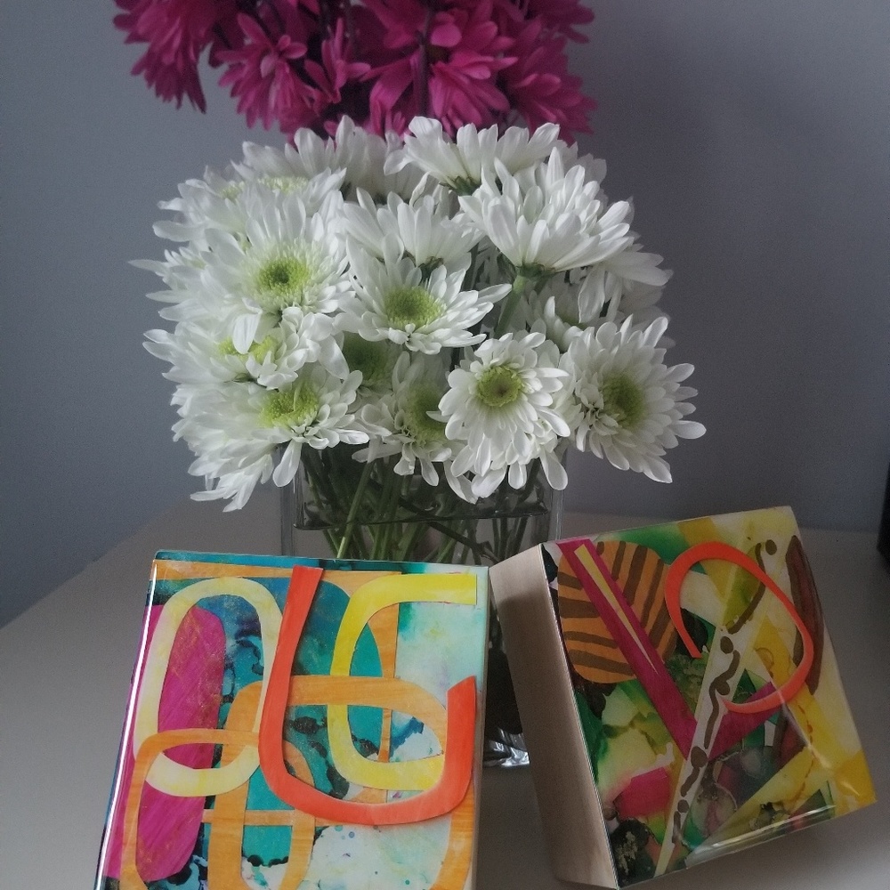 SOLD Abstract Collage Resin Art 4x4 Modern Art Pieces